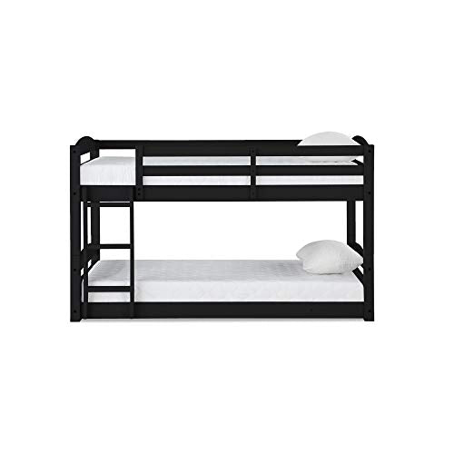 DHP Phoenix Twin Bunk Bed with Ladder, Black, Space-Saving Design, Solid Wood Construction DHP