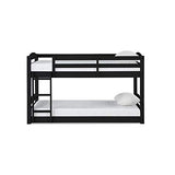 DHP Phoenix Twin Bunk Bed with Ladder, Black, Space-Saving Design, Solid Wood Construction DHP