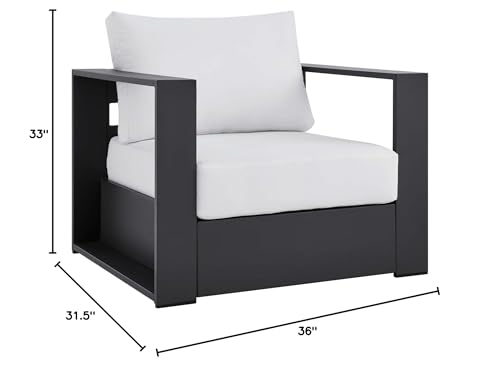 Modway Tahoe Aluminum Outdoor Patio Armchair in Gray White Modway