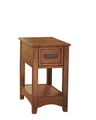 Signature Design by Ashley Breegin New Traditional Wooden Chair Side End Table with 1 Drawer and 1 Fixed Shelf, Brown Signature Design by Ashley