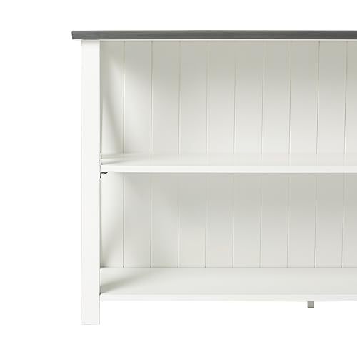 Walker Edison Solid Wood Farmhouse Storage Console, 52 Inch, White/Grey Wash Walker Edison