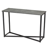 Household Essentials Jamestown Console Sofa Table Rustic Slate Concrete and Black Metal Household Essentials