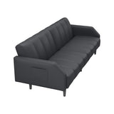 COPIAE Faux Leather Sofa Bed, 78“ Futon Sofa Bed, Adjustable Futon Set Backrest, Sleeper Sofa Couch, Modern Decor Love Seat Couches, Upholstered Couch for Living Room, Bedroom, Dark Gray COPIAE