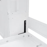 Merax Queen Murphy Bed with Tall 90.6" Closet Wardrobe & Shelves & Drawers, All-in-One Multi-Storage Side Flip Wood MDF Murphy Cabinet Bed Desk, Open/Close Hydraulically (White) Merax