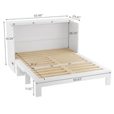 PVWIIK Full Murphy Bed with Storage Drawer & Charging Station for Home Office, Studio or Guest Room,Full Size Bed Frame Murphy Bed with USB Port,Space Saving Design, White PVWIIK