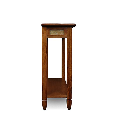 Leick Home 10059 Rustic Slate Tile Hall Console Sofa Table with Shelf, Rustic Oak Leick Home