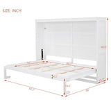 MERITLINE Queen Horizontal Murphy Bed,Wood Space-Saving Folding Farmhouse Murphy Bed Cabinet for Adults,No Box Spring Needed (Queen,White) MERITLINE