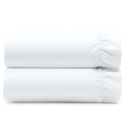 California Design Den 2-Pack 100% Organic Cotton Twin Extra Long Fitted Sheets Percale Only - Soft, Crisp and Lightweight, Snug-Fit and Durable 2X Twin XL Deep Pocket Fitted Sheet - White