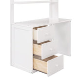 Ball & Cast Twin Size Loft Bed with Storage 3 Drawers and Wardrobe,Wood Bedframe w/Full-Length Guard Rail & Desk,Slat Support,Space Saving,Bedroom Furniture for Student Dorms,Studio,White Ball & Cast