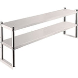 VEVOR Double Overshelf, Double Tier Stainless Steel Overshelf, 60 in. Length x 12 in. Width Double Deck Overshelf, Height Adjustable Overshelf for VEVOR