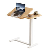 DONGMUWUJEE Solid Wood Overbed Bedside Table with Wheels, Tilting Adjustable Hospital Bed Table Over The Bed, Medical Mobile Laptop Stand, Rolling Standing Desk for Hospital and Home Use(Natural) DONGMUWUJEE