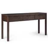 SIMPLIHOME Hollander Console Table - 60 Inch Wide Solid Wood Sofa Table in Warm Walnut Brown, Contemporary Storage Table for Entryway or Living Room with 3 Drawers and Sleek Metal Hardware SIMPLIHOME