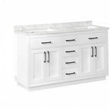 OVE Decors Bathroom Vanity with Black Hardware and Power Bar in White Finish, 60 inches OVE Decors
