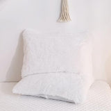 HAIHUA Faux Fur White Comforter Cover Twin Set, Fuzzy White Twin Bedding Set 2 Pieces (1 Fluffy Duvet Cover + 1 Plush Plush Pillow Cases) Furry Bed Set, Fluffy Bed Set, Zipper Closure HAIHUA