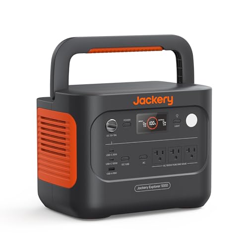 Jackery Explorer 1000 v2 Portable Power Station(2024 New),1070Wh LiFePO4 Battery,1500W AC/100W USB-C Output, 1 Hr Fast Charge, Solar Generator for Outdoor Camping,Off-grid Living,RV,Emergency - WoodArtSupply