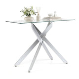 Giantex Glass Console Table, 45" Modern Entryway Table w/Clear Tempered Glass Top & Heavy Duty Metal Tubular Legs, Accent Sofa Tables, Behind Couch Tables for Living Room, Entrance, Hallway, Silver Giantex