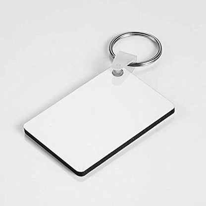 alblinsy hefei 10pcs DIY Sublimation Double-Sided Heat Transfer Keychain Blanks Wooden Hard Board Key Rings White Blank MDF Key Chain for Heat Press(rectangle)