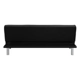 OSP Home Furnishings Kenneth Modern Button Tufted Convertible Click-Clack Futon Sofa Bed, Black Faux Leather with Chrome Legs OSP Home Furnishings