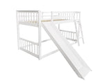 DNYN Twin Over Twin Bunk Bed with Slide for Kids Bedroom,Solid Wood Floor Bunkbeds for Boys and Girls,Easy Assembly & No Box Spring Needed & Space Saving Design, White DNYN
