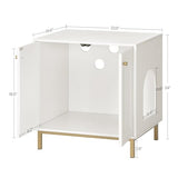Hzuaneri Cat Litter Box Enclosure, Hidden Litter Box Furniture, Wooden Pet House Side End Table, Storage Cabinet Bench, Fit Most Cat and Litter Box, Living Room, Bedroom, White and Gold CB81203G Hzuaneri