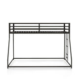Furniture of America Dravenor Modern Metal Twin Over Full Low Profile Bunk Bed with Reversible Ladder and Twnty-Two Slats, No Box Spring Required, for Kids, Bedroom, Dorm, Black Furniture of America
