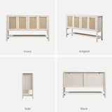 SICOTAS Rattan Sideboard Buffet Cabinet with Open Storage - Large Storage Cabinet with 4-Doors and Adjustable Shelves, Boho Credenza Coffee Bar Cabinets Buffet Table Console Table for Kitchen,Hallway SICOTAS