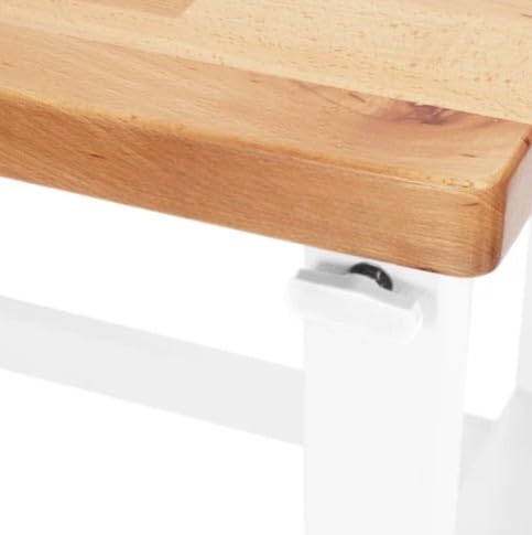 Heavy Duty Height Adjustable Workbench Table with Solid Wood Top, 1000 to 2000 lbs. Weight Capacity Workstation for Garage, Warehouse, Workshop, (28.5" to 42") Height (White, 60" W x 24" D) WoodArtSupply