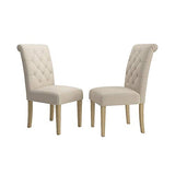 Roundhill Furniture Habit Solid Wood Tufted Parsons Dining Chair (Set of 2), Tan Roundhill Furniture