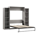 Bestar Claremont Queen Murphy Bed with Closet Organizers (105W) in Platinum Gray, Space-Saving Sleeping Arrangement for Multipurpose Room Bestar