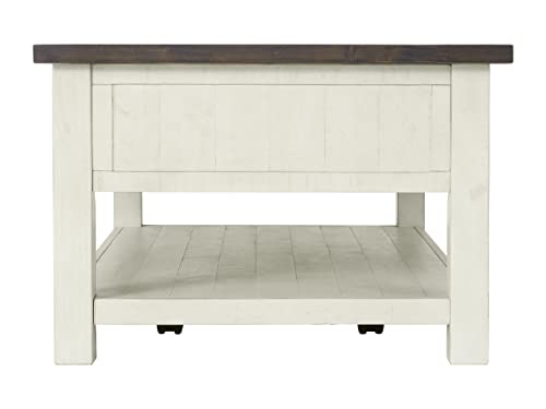 Martin Svensson Home Coffee Table Solid Wood, Cream White with Brown Top Martin Svensson Home