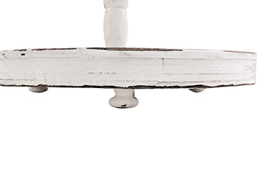 Creative Co-op EC0125 Distressed Wood 2-Tier Tray with Metal Handle, Cream Creative Co-Op