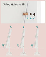 SONGMICS Mirror Jewelry Cabinet Standing Armoire Organizer, Jewelry Storage with Full-Length Frameless LED Lights, Built-in Makeup Mirror, 2 Drawers, Lockable, White UJJC023W01 SONGMICS