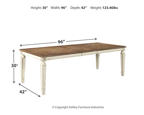 Signature Design by Ashley Realyn French Country Dining Extension Table, Seats up to 8, Chipped White Signature Design by Ashley