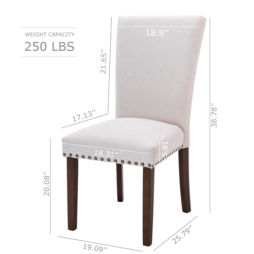 COLAMY Upholstered Dining Chairs Set of 4, Parsons Style Linen Beige Accent Chairs with High Back, for Round Kitchen Table or Small Dining Room – Comfortable & Stylish COLAMY