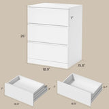 Draelibor Nightstand, 4 Drawers, 26" H with Hidden Drawer, Bedside Table with Charging Station, Modern Night Stand for Bedroom, White Draelibor