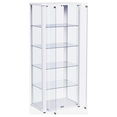 Coaster Home Furnishings Aero 5-Shelf Display Curio Cabinet with LED Lighting White Coaster Home Furnishings