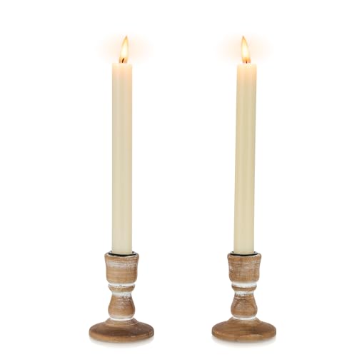 Inweder Candle Holders for Candlesticks, Wood Taper Candle Holders, Set of 2 Candle Holders for Table Centerpiece, Rustic Candle Holder, Farmhouse Candle Holders for Wedding, Home Decor, Even - WoodArtSupply