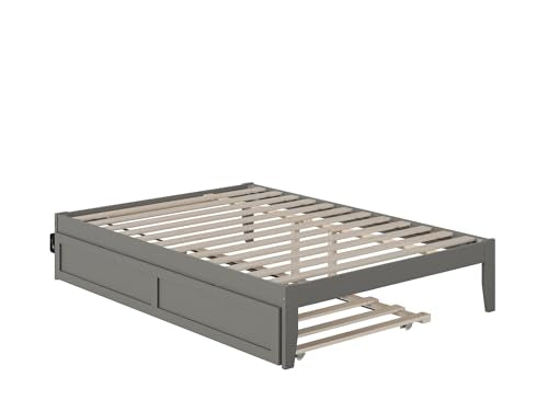 AFI Colorado Full Size Platform Bed with Twin Trundle and Charging Station in Grey AFI