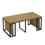 NTYUNRR 23.6" - 118" Extendable Dining Room Table, Modern Extra Long Folding Dining Tables for 2-10 People, Outdoor Patio Furniture Set, Adjustable Kitchen Dinner Table, Wild Oak NTYUNRR