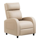 JUMMICO Recliner Chair Adjustable Home Theater Single Recliner Sofa Furniture with Thick Seat Cushion and Backrest Modern Living Room Recliners (Leather, Beige)