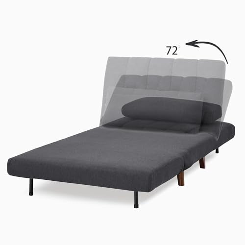 Artdeco Home 40" W Convertible Futon Chair with Matching Pillow(s) for Small Space Living Room and Apartment (03 Charcoal) A Artdeco Home