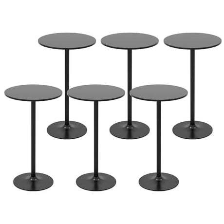 Giantex Two-in-one Bar Table with Detachable Pole, Metal Base, 24" Round Top, 40"/22" Two Convertible Height, Cocktail Table, Coffee Table, Pub Table for Dining Room, Restaurant, Kitchen (6, Black) Giantex