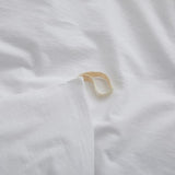 100% Washed Cotton Duvet Cover Queen Size, White Linen Like Breathable Natural Bedding Set (No Comforter), 90x90 Inches LOVQUE