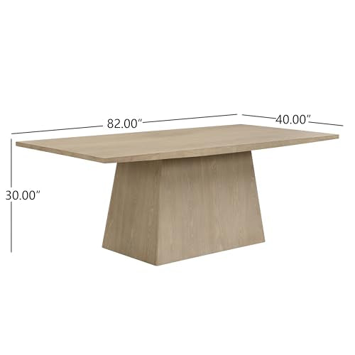 Christopher Knight Home Coadz 82 inch Wooden Dining Table, Modern Rectangular Kitchen Dinner Table for 6-8 People, Pedestal Wooden Dining Furniture for Kitchen Office Conference Room, Light Natural Christopher Knight Home
