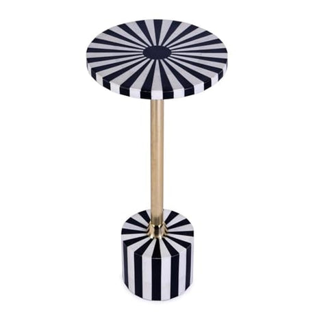 Butler Specialty Company Zane Brass and Bone Inlay Round Side Table -Black White Butler Specialty Company