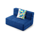ARTPLAN Fold Sofa Bed-Sleeper Single with Pillow, Modern Futon Sleeper Chair Guest Bed with Washable Linen Cover, Foldable Mattress for Living Room, Dorm, Apartment,Dark Blue ARTPLAN