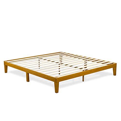 King Size Oak Platform Bed Frame with Sturdy Wooden Legs by East West Furniture - WoodArtSupply