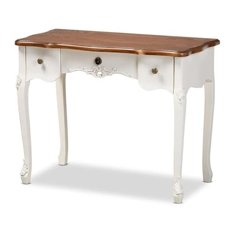 Baxton Studio Sophie Classic Traditional French Country White and Brown Finished Small 3-Drawer Wood Console Table Baxton Studio