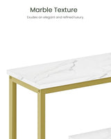 CHOEZON Modern Console Sofa Table 3-Tier Hallway Table Open Storage, Marble Veined Table Top, Metal Frame, for Entryway, Foyer, Marble White and Gold TXG03DJ CHOEZON