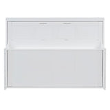 Ball & Cast Horizontal Murphy Bed Full Size,Hidden Folding Wall Bed Frame with Hydraulic Lift&Desk,Wood Cabinet Platform Bed can be Folded into Desk,Space Saving for Bedroom,Guest Room,Apartment,White Ball & Cast